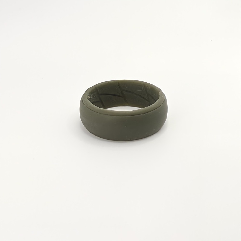 Size 12 Men's Silicone Wedding Ring Band Olive Green Flexible Rubber Sport Work